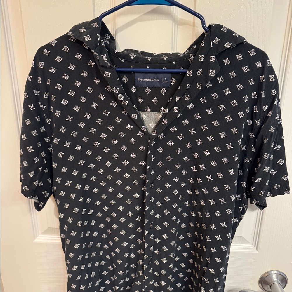 Abercrombie & Fitch Black Patterned Polo